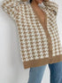 'Morraine' Checkered Long Sleeve Cardigan - Celes Fashion